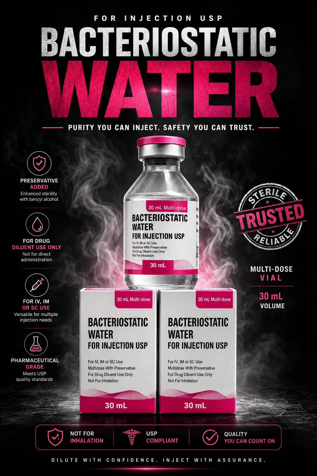 Bacteriostatic Water 30ml - Pharma Grade